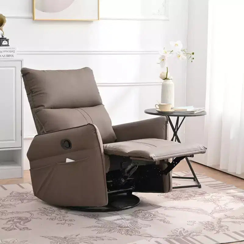 Rocking Recliner Chair with Side Pocket 360 Swivel Nursery Accent Chair Small Glider Chair for Living Room Bedroom Home Theater
