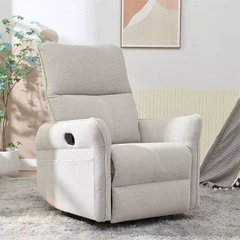 Rocking Recliner Chair with Side Pocket 360 Swivel Nursery Accent Chair Small Glider Chair for Living Room Bedroom Home Theater