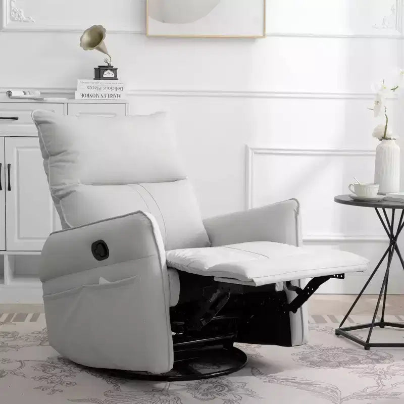 Rocking Recliner Chair with Side Pocket 360 Swivel Nursery Accent Chair Small Glider Chair for Living Room Bedroom Home Theater