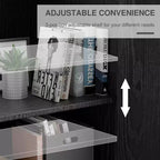 62 High Black Wood Grain Decorative Storage Cabinet with Sufficient Space for 12 Shelves
