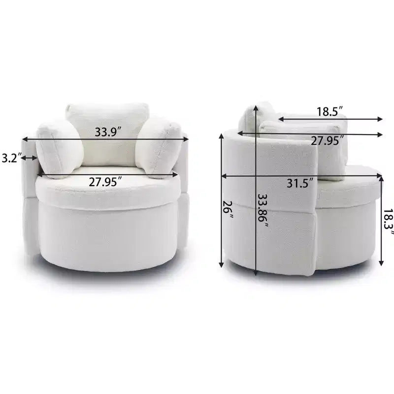 Modern Accent Chairs for Bedroom, Teddy Fabric Swivel and Storage Chair With Back Cushion For Living Room