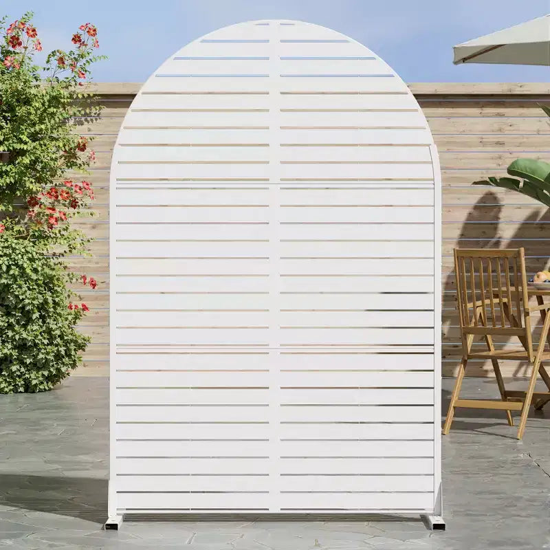 72 H47W Arched-Top Brown Outdoor Metal Galvanized Privacy Screen Garden Fence