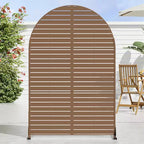 72 H47W Arched-Top Brown Outdoor Metal Galvanized Privacy Screen Garden Fence
