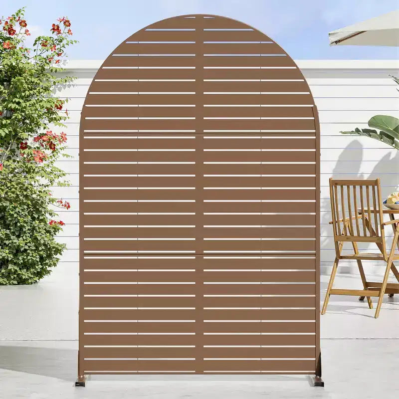 72 H47W Arched-Top Brown Outdoor Metal Galvanized Privacy Screen Garden Fence