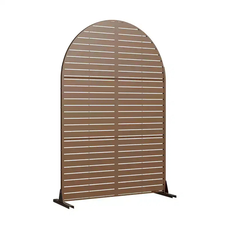 72 H47W Arched-Top Brown Outdoor Metal Galvanized Privacy Screen Garden Fence