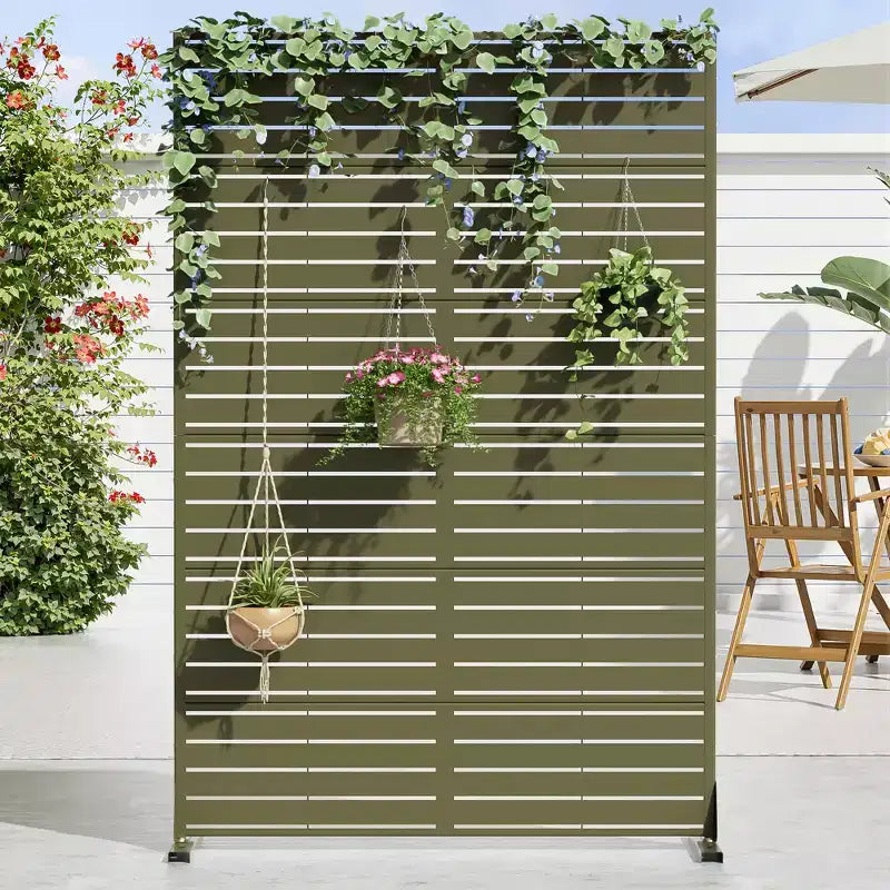72 H47W Arched-Top Brown Outdoor Metal Galvanized Privacy Screen Garden Fence