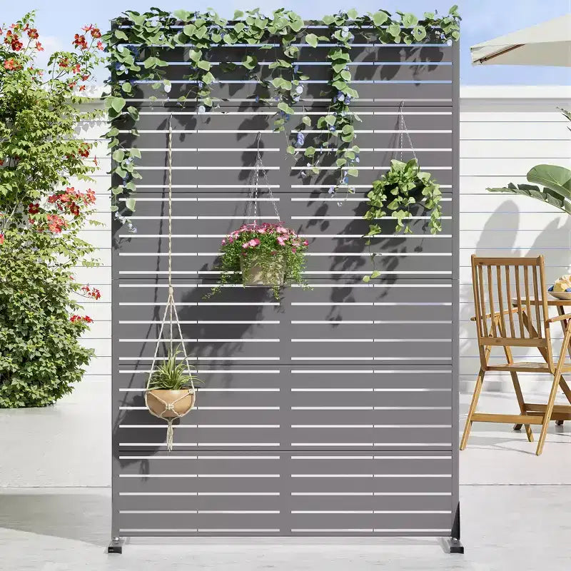 72 H47W Arched-Top Brown Outdoor Metal Galvanized Privacy Screen Garden Fence