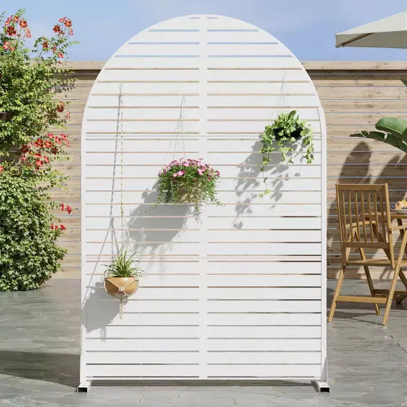 72 H47W Arched-Top Brown Outdoor Metal Galvanized Privacy Screen Garden Fence
