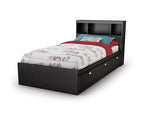 36.25 in.H Twin Size Black with Bookcase Beds made of Particle Board Bed Frame