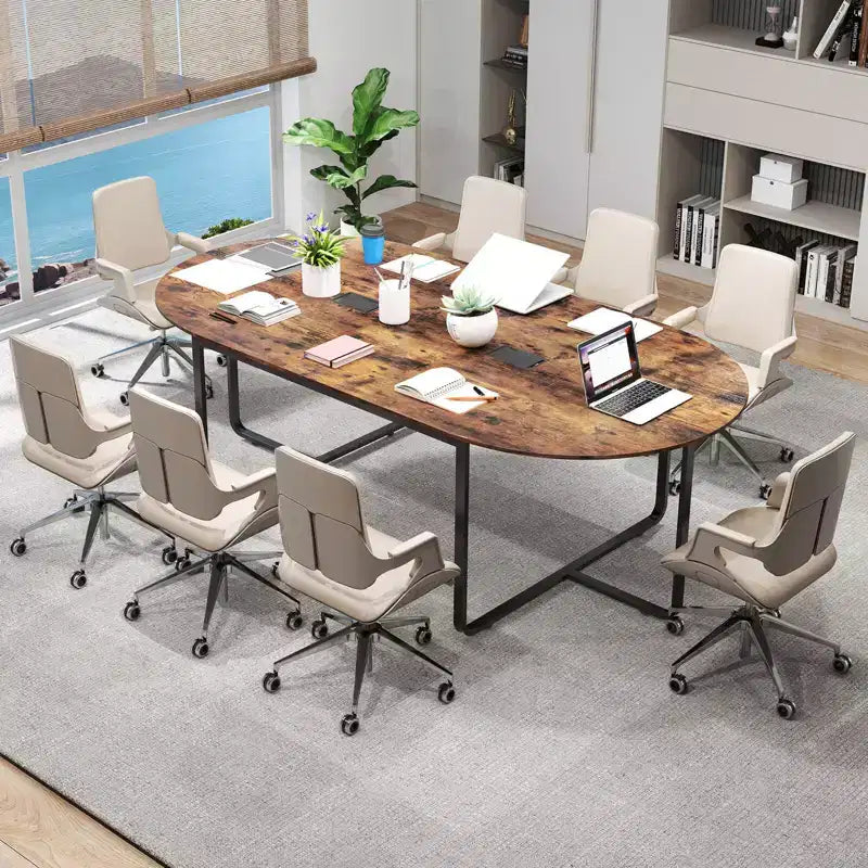 95 Conference Table for 10-12 People 2 Cable Management Grommets for Office Brown