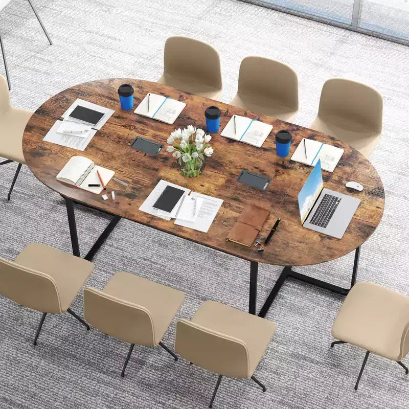 95 Conference Table for 10-12 People 2 Cable Management Grommets for Office Brown