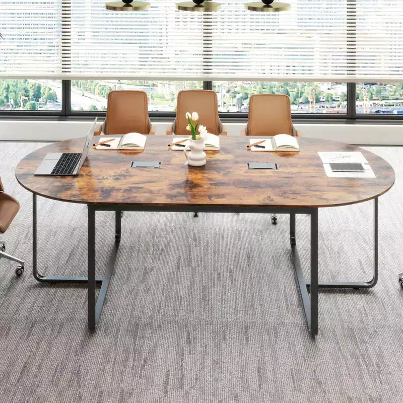 95 Conference Table for 10-12 People 2 Cable Management Grommets for Office Brown
