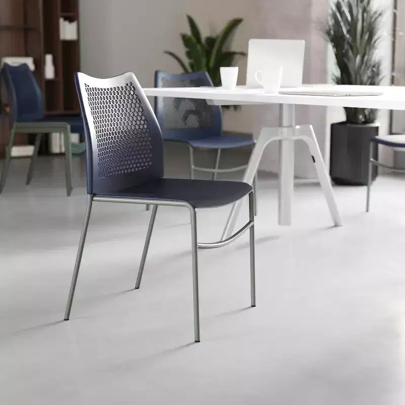Stackable Chair with Air-Vent Back and Powder Coated Metal Base
