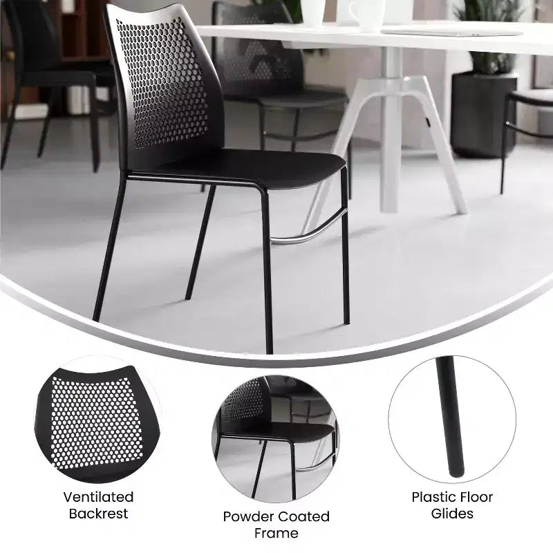 Stackable Chair with Air-Vent Back and Powder Coated Metal Base