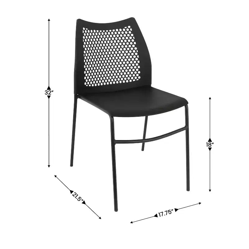 Stackable Chair with Air-Vent Back and Powder Coated Metal Base