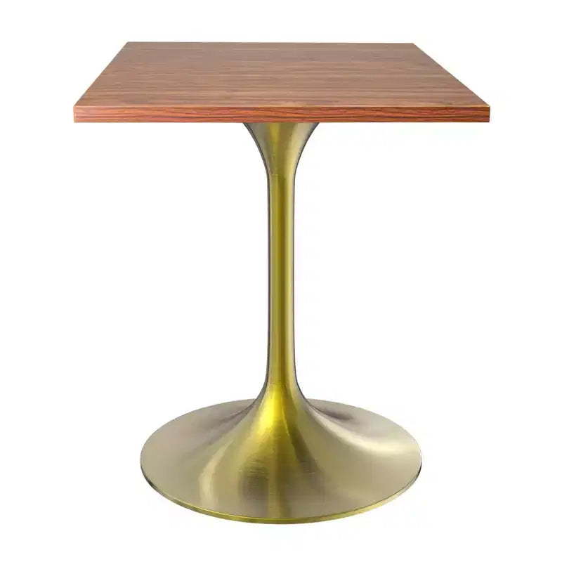 24 Sqaure Dining Table - Modern MDF Top with Brushed Gold Pedestal Base Accent Cafe Table for Kitchen, Home, and Cafes