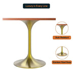 24 Sqaure Dining Table - Modern MDF Top with Brushed Gold Pedestal Base Accent Cafe Table for Kitchen, Home, and Cafes