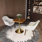 24 Sqaure Dining Table - Modern MDF Top with Brushed Gold Pedestal Base Accent Cafe Table for Kitchen, Home, and Cafes