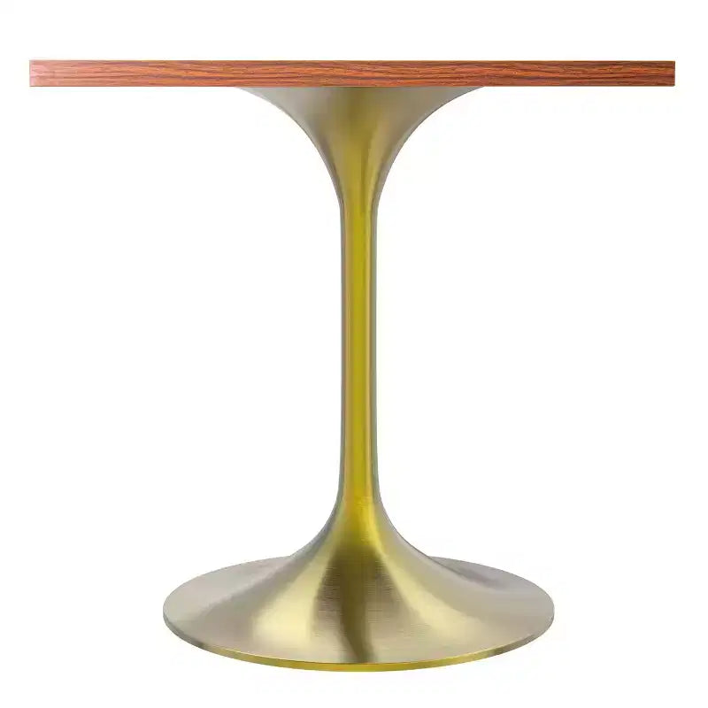 24 Sqaure Dining Table - Modern MDF Top with Brushed Gold Pedestal Base Accent Cafe Table for Kitchen, Home, and Cafes