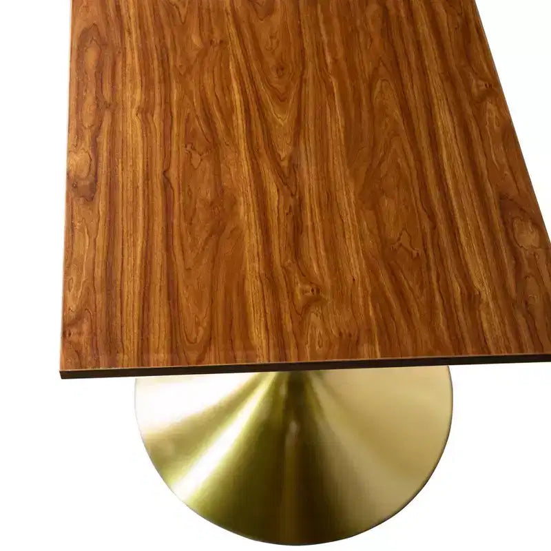 24 Sqaure Dining Table - Modern MDF Top with Brushed Gold Pedestal Base Accent Cafe Table for Kitchen, Home, and Cafes