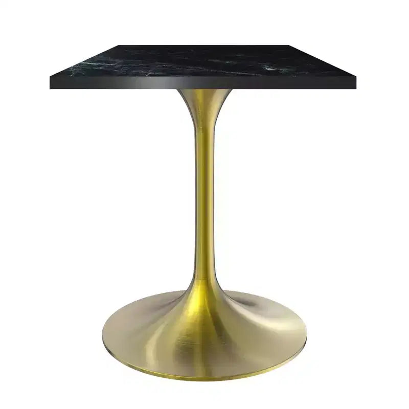 24 Sqaure Dining Table - Modern MDF Top with Brushed Gold Pedestal Base Accent Cafe Table for Kitchen, Home, and Cafes