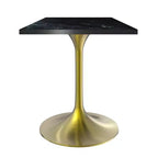 24 Sqaure Dining Table - Modern MDF Top with Brushed Gold Pedestal Base Accent Cafe Table for Kitchen, Home, and Cafes