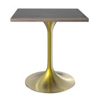 24 Sqaure Dining Table - Modern MDF Top with Brushed Gold Pedestal Base Accent Cafe Table for Kitchen, Home, and Cafes