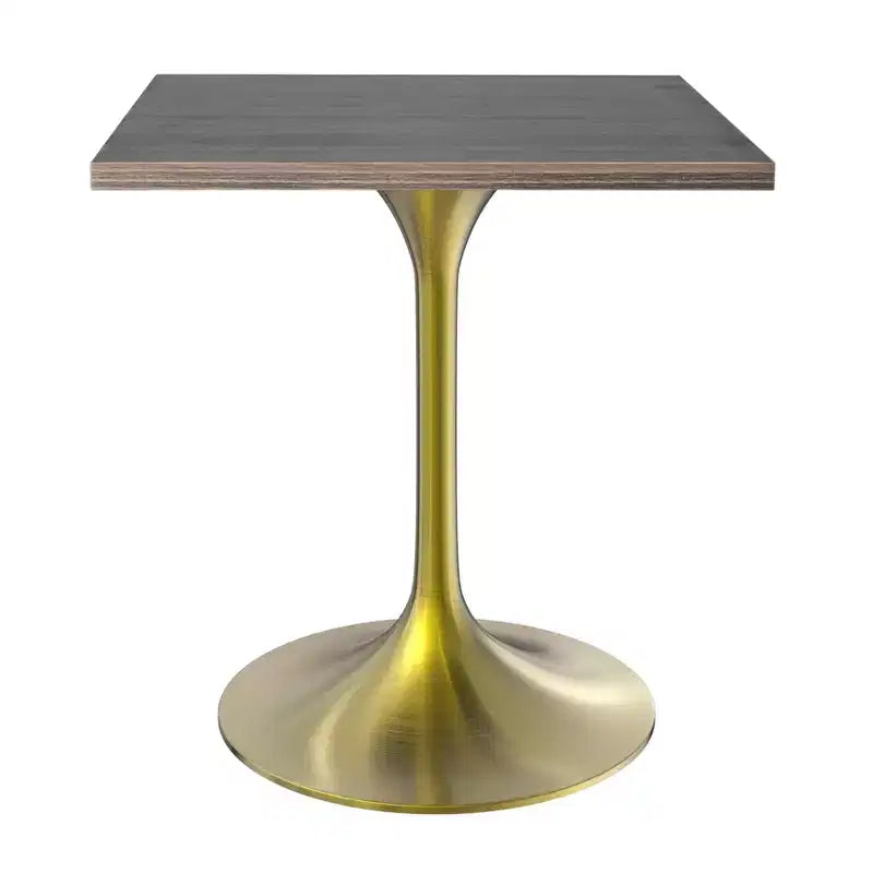 24 Sqaure Dining Table - Modern MDF Top with Brushed Gold Pedestal Base Accent Cafe Table for Kitchen, Home, and Cafes