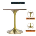 24 Sqaure Dining Table - Modern MDF Top with Brushed Gold Pedestal Base Accent Cafe Table for Kitchen, Home, and Cafes