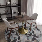 24 Sqaure Dining Table - Modern MDF Top with Brushed Gold Pedestal Base Accent Cafe Table for Kitchen, Home, and Cafes