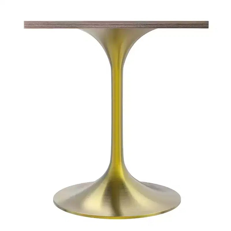 24 Sqaure Dining Table - Modern MDF Top with Brushed Gold Pedestal Base Accent Cafe Table for Kitchen, Home, and Cafes