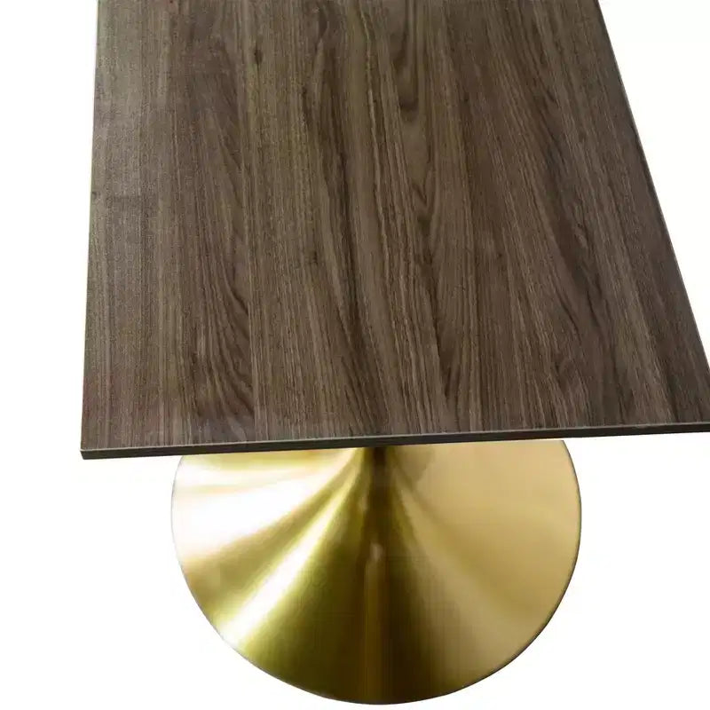 24 Sqaure Dining Table - Modern MDF Top with Brushed Gold Pedestal Base Accent Cafe Table for Kitchen, Home, and Cafes