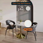 24 Sqaure Dining Table - Modern MDF Top with Brushed Gold Pedestal Base Accent Cafe Table for Kitchen, Home, and Cafes