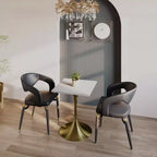 24 Sqaure Dining Table - Modern MDF Top with Brushed Gold Pedestal Base Accent Cafe Table for Kitchen, Home, and Cafes