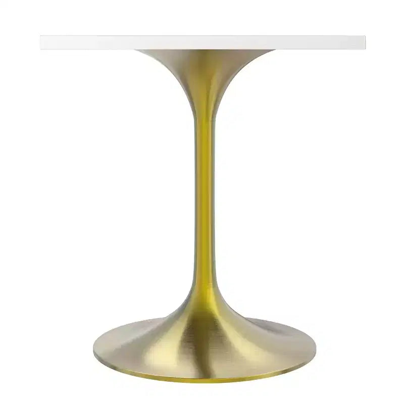 24 Sqaure Dining Table - Modern MDF Top with Brushed Gold Pedestal Base Accent Cafe Table for Kitchen, Home, and Cafes
