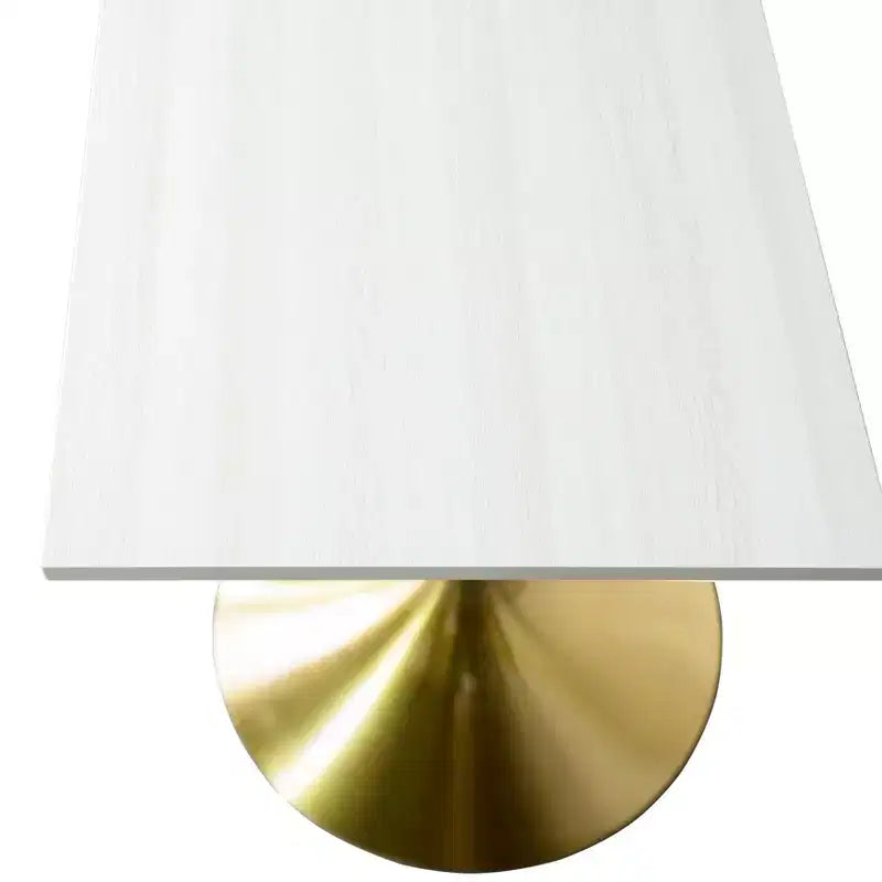 24 Sqaure Dining Table - Modern MDF Top with Brushed Gold Pedestal Base Accent Cafe Table for Kitchen, Home, and Cafes