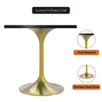 24 Sqaure Dining Table - Modern MDF Top with Brushed Gold Pedestal Base Accent Cafe Table for Kitchen, Home, and Cafes