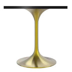 24 Sqaure Dining Table - Modern MDF Top with Brushed Gold Pedestal Base Accent Cafe Table for Kitchen, Home, and Cafes