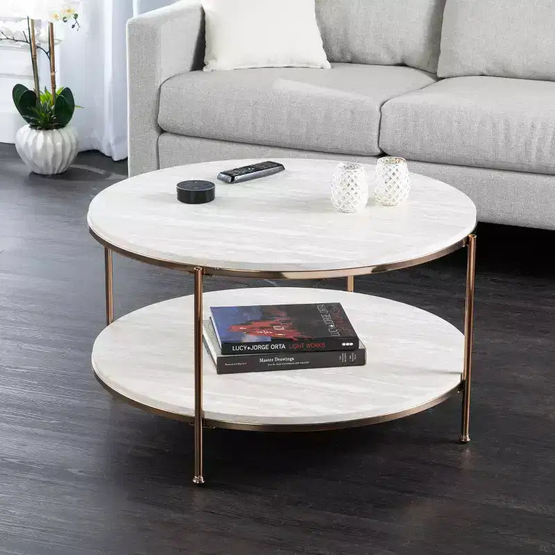 Faux Stone Coffee Table - White