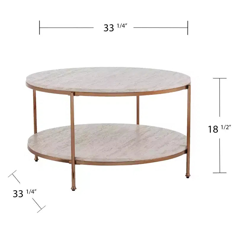 Tavolino da caffè effetto pietra bianco