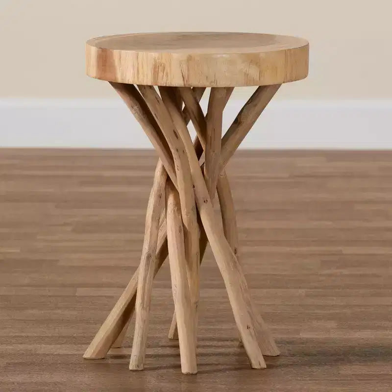 Natural Teak Wood End Table