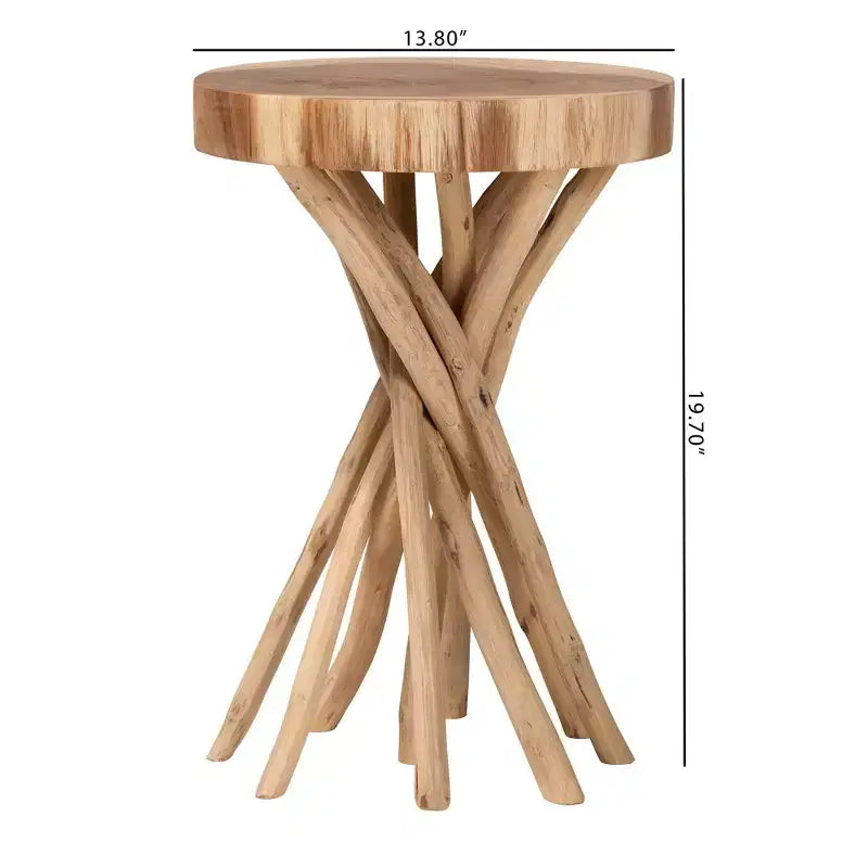 Natural Teak Wood End Table