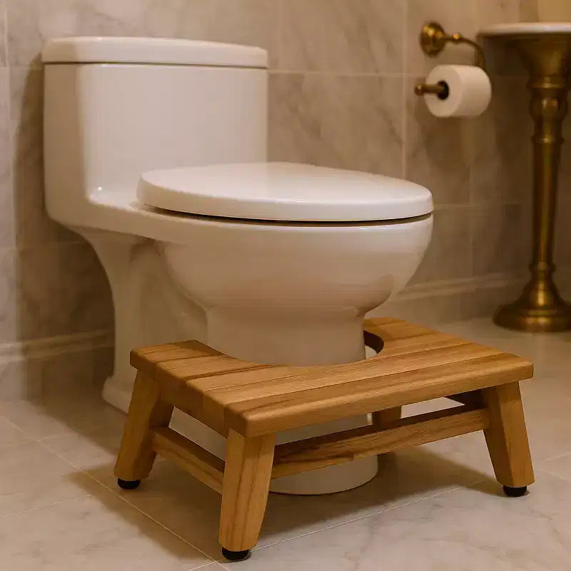 8 Natural Solid Teak Bathroom Toilet Stool