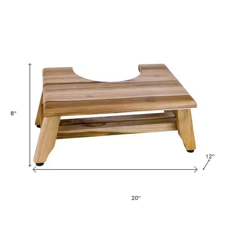 8 Natural Solid Teak Bathroom Toilet Stool