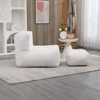 Fluffy bean bag chair for adults, super soft lazy sofa with memory foam and ottoman, indoor modern focus chair for living room, bedroom, apartment