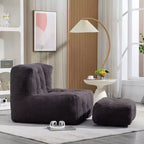 Fluffy bean bag chair for adults, super soft lazy sofa with memory foam and ottoman, indoor modern focus chair for living room, bedroom, apartment