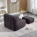 Fluffy bean bag chair for adults, super soft lazy sofa with memory foam and ottoman, indoor modern focus chair for living room, bedroom, apartment