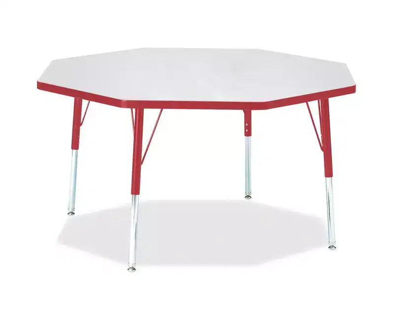 Elementary Height Color Edge Octagon Table 48 x 48 in Red