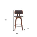 26 Brown And Wood Brown Faux Leather Swivel Low Back Counter Height Bar Chair