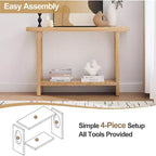 47-Inch Farmhouse Wood Console Tables with Solid Wood Veneer - 2'' Thickened Tabletop, 2-Tier Narrow Sofa Table Behind Couch